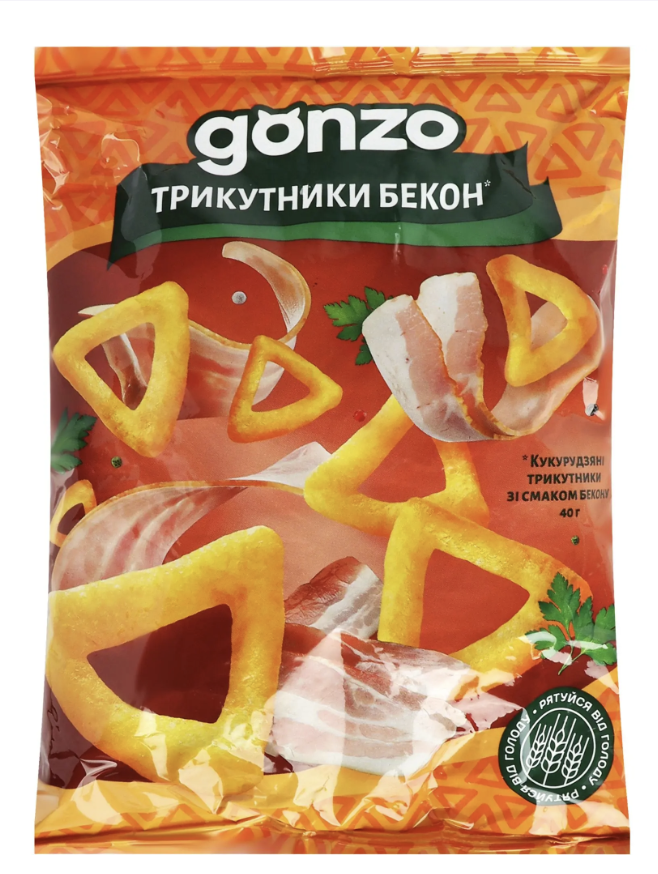 Снек Gonzo 40г Кукурудзяні трикутники смак бекону